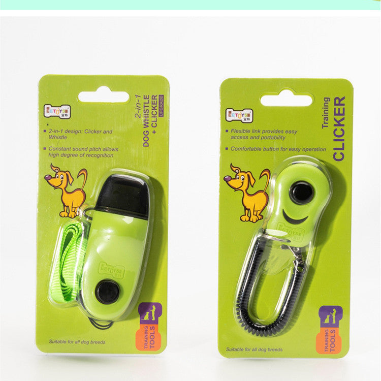 HKM-8263357 Dog Training Clicker and Whistle Set - Plastic Clicker Tool for Efficient Pet Training in Blue and Green