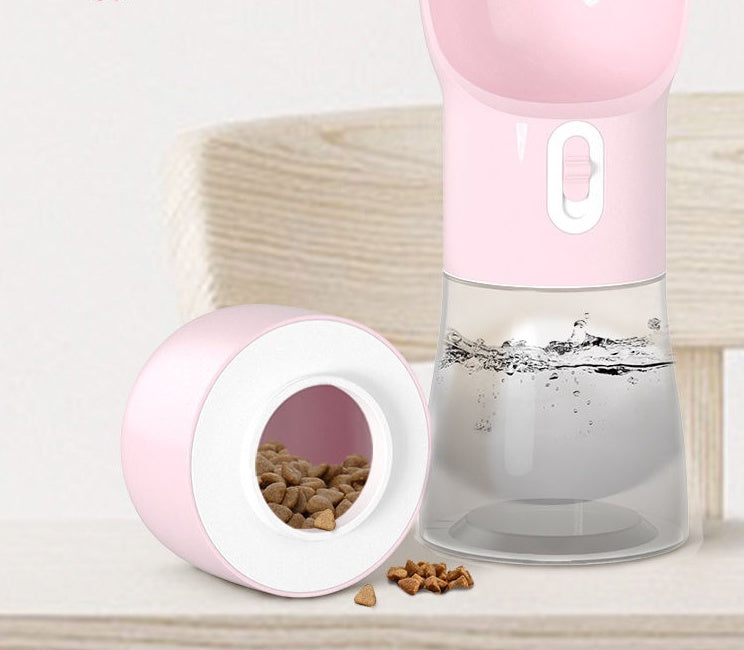 HKM-8264381 Portable Dog Water and Food Dispenser with Easy Push Mechanism and Leak-Proof Design
