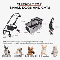 HKM-8264765 Foldable 4-Wheel Pet Stroller with 360° Rotating Wheels, Detachable Carrier, and Travel Bag for Small Dogs and Cats