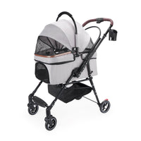 HKM-8264765 Foldable 4-Wheel Pet Stroller with 360° Rotating Wheels, Detachable Carrier, and Travel Bag for Small Dogs and Cats