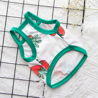 HKM-8264893 Lightweight Spring and Summer Dog Vest in Fresh White with Strawberry Design