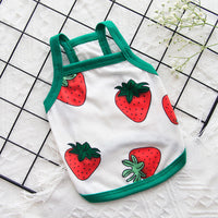 HKM-8264893 Lightweight Spring and Summer Dog Vest in Fresh White with Strawberry Design