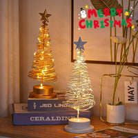 HKM-826515 LED Spiral Christmas Tree Table Light - Metal Night Lamp for Festive Home Decoration