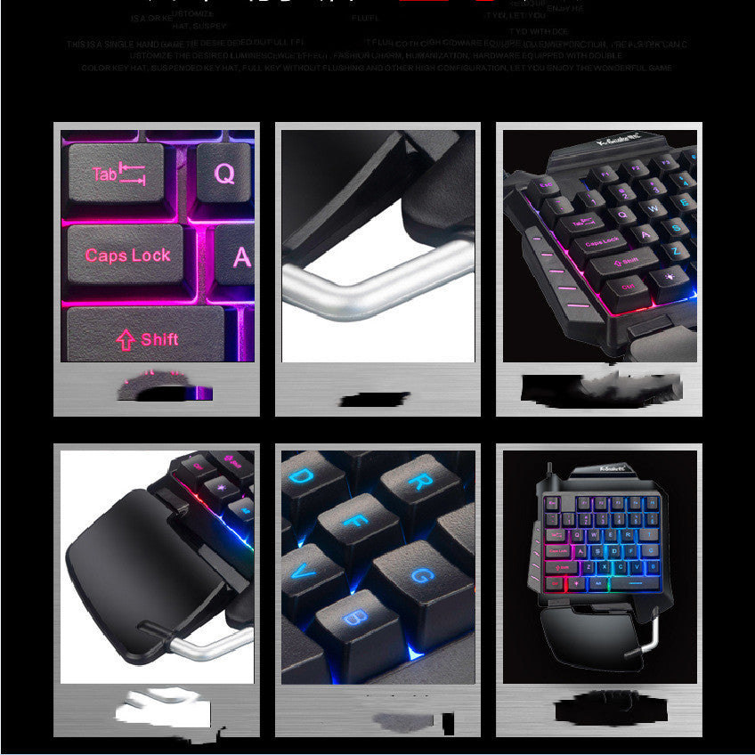 HKM-826579 One-Handed Gaming Keyboard Converter for Mobile Games with Multimedia and Shortcut Keys