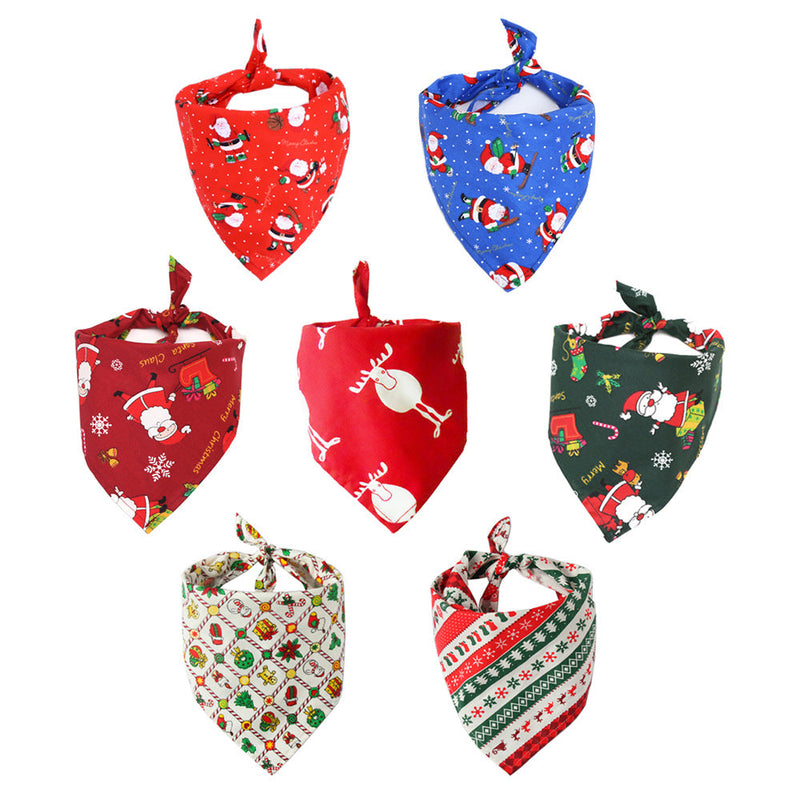 HKM-8265917 Cotton Triangle Scarf Bib for Dogs and Cats - Christmas Pet Saliva Towel