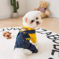 HKM-8266685 Soft Cotton Four-Legged Pet Clothing for Dogs and Cats - Cozy Denim Pants and Terry Topcoat