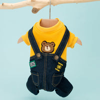 HKM-8266685 Soft Cotton Four-Legged Pet Clothing for Dogs and Cats - Cozy Denim Pants and Terry Topcoat
