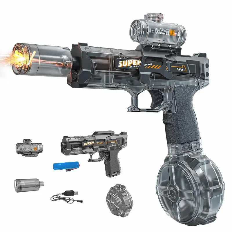 HKM-826707 Electric Water Gun with Light-Up Feature, Battery-Operated Squirt Toy for Summer Fun