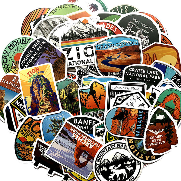 HKM-826771 Waterproof PVC Matte Cartoon Stickers - National Park Series, Small Size, Easy to Apply