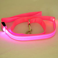 HKM-8268093 Glowing LED Pet Leash - Rechargeable Nylon Double-Sided Traction Belt, 120CM Length, Multiple Colors Available
