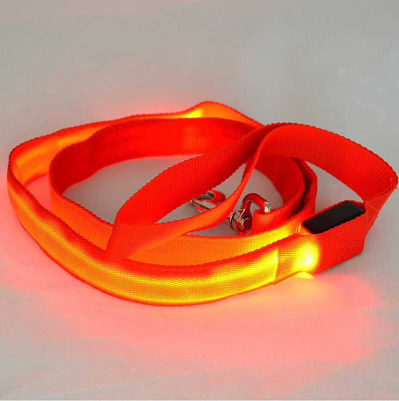 HKM-8268093 Glowing LED Pet Leash - Rechargeable Nylon Double-Sided Traction Belt, 120CM Length, Multiple Colors Available