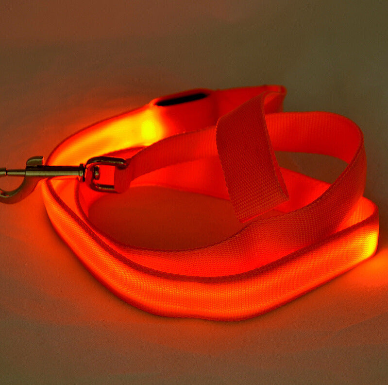 HKM-8268093 Glowing LED Pet Leash - Rechargeable Nylon Double-Sided Traction Belt, 120CM Length, Multiple Colors Available