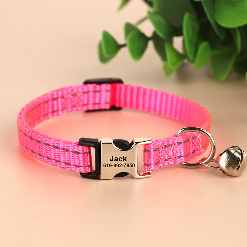 HKM-8270141 Reflective Anti-Slip Cat Neck Collar - Adjustable Nylon in Multiple Colors