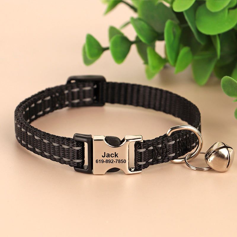 HKM-8270141 Reflective Anti-Slip Cat Neck Collar - Adjustable Nylon in Multiple Colors