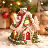 HKM-827027 Luminous Snow House Aromatherapy Burner - Mini Resin Home Decor Ornament