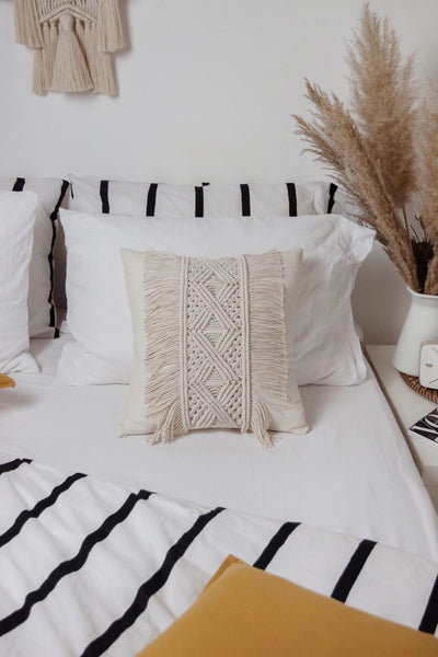 HKM-827027 Nordic Cotton Woven Tassel Pillowcase - 45x45cm Living Room Decor