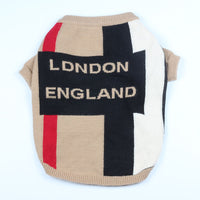 HKM-8272061 Khaki Wool Crew Neck Sweater with British Check Pattern for Dogs