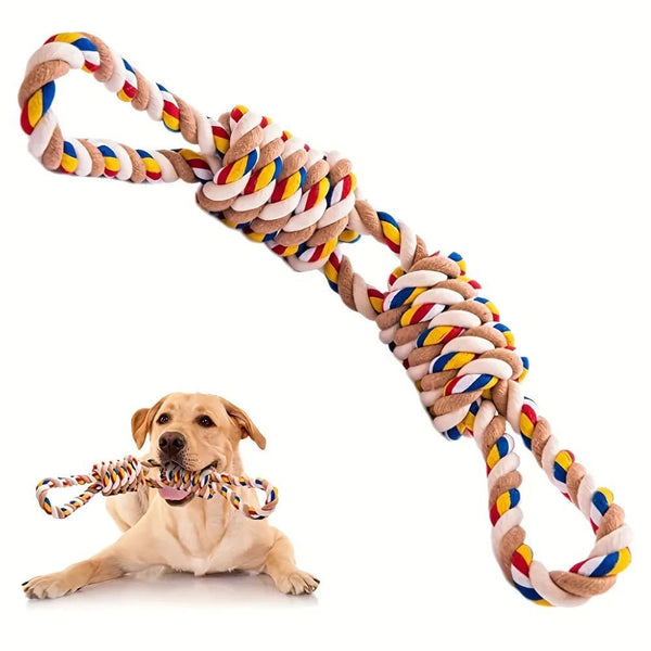 HKM-8272701 Large Rope Knot Toy for Dogs and Cats - Teeth Grinding and Boredom Relief Chew Toy for Interactive Play
