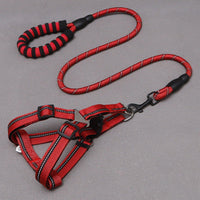 HKM-8273341 Nylon Adjustable Dog Leash and Chest Harness Set in Multiple Colors