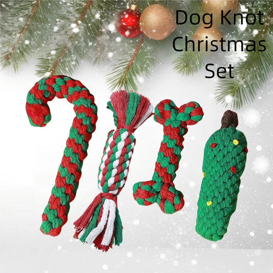 HKM-827347 Festive Cotton Rope Toy Set for Dogs – Bite-Resistant Molar Toys with Interactive Design