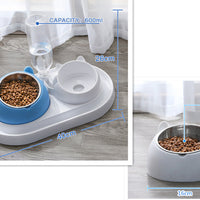 HKM-8274237 Adjustable 15¡ã Tilted Stainless Steel Pet Bowl Set for Cats and Dogs with Dual Bowls and Easy-Clean Design
