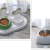 HKM-8274237 Adjustable 15¡ã Tilted Stainless Steel Pet Bowl Set for Cats and Dogs with Dual Bowls and Easy-Clean Design