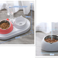 HKM-8274237 Adjustable 15¡ã Tilted Stainless Steel Pet Bowl Set for Cats and Dogs with Dual Bowls and Easy-Clean Design