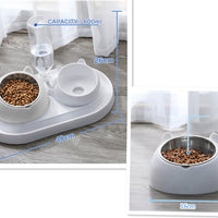 HKM-8274237 Adjustable 15¡ã Tilted Stainless Steel Pet Bowl Set for Cats and Dogs with Dual Bowls and Easy-Clean Design