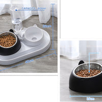 HKM-8274237 Adjustable 15¡ã Tilted Stainless Steel Pet Bowl Set for Cats and Dogs with Dual Bowls and Easy-Clean Design