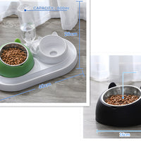 HKM-8274237 Adjustable 15¡ã Tilted Stainless Steel Pet Bowl Set for Cats and Dogs with Dual Bowls and Easy-Clean Design
