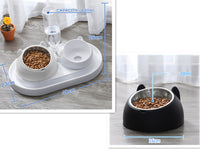 HKM-8274237 Adjustable 15¡ã Tilted Stainless Steel Pet Bowl Set for Cats and Dogs with Dual Bowls and Easy-Clean Design