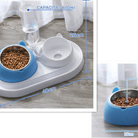 HKM-8274237 Adjustable 15¡ã Tilted Stainless Steel Pet Bowl Set for Cats and Dogs with Dual Bowls and Easy-Clean Design