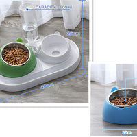 HKM-8274237 Adjustable 15¡ã Tilted Stainless Steel Pet Bowl Set for Cats and Dogs with Dual Bowls and Easy-Clean Design