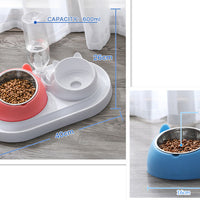 HKM-8274237 Adjustable 15¡ã Tilted Stainless Steel Pet Bowl Set for Cats and Dogs with Dual Bowls and Easy-Clean Design