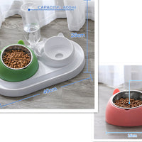 HKM-8274237 Adjustable 15¡ã Tilted Stainless Steel Pet Bowl Set for Cats and Dogs with Dual Bowls and Easy-Clean Design