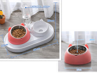 HKM-8274237 Adjustable 15¡ã Tilted Stainless Steel Pet Bowl Set for Cats and Dogs with Dual Bowls and Easy-Clean Design