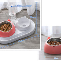 HKM-8274237 Adjustable 15¡ã Tilted Stainless Steel Pet Bowl Set for Cats and Dogs with Dual Bowls and Easy-Clean Design