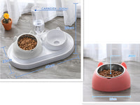 HKM-8274237 Adjustable 15¡ã Tilted Stainless Steel Pet Bowl Set for Cats and Dogs with Dual Bowls and Easy-Clean Design