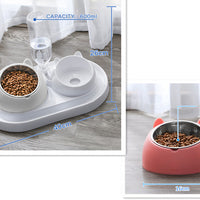 HKM-8274237 Adjustable 15¡ã Tilted Stainless Steel Pet Bowl Set for Cats and Dogs with Dual Bowls and Easy-Clean Design