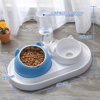 HKM-8274237 Adjustable 15¡ã Tilted Stainless Steel Pet Bowl Set for Cats and Dogs with Dual Bowls and Easy-Clean Design