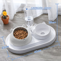 HKM-8274237 Adjustable 15¡ã Tilted Stainless Steel Pet Bowl Set for Cats and Dogs with Dual Bowls and Easy-Clean Design