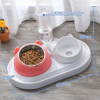 HKM-8274237 Adjustable 15¡ã Tilted Stainless Steel Pet Bowl Set for Cats and Dogs with Dual Bowls and Easy-Clean Design