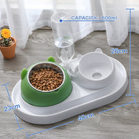 HKM-8274237 Adjustable 15¡ã Tilted Stainless Steel Pet Bowl Set for Cats and Dogs with Dual Bowls and Easy-Clean Design