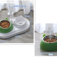 HKM-8274237 Adjustable 15¡ã Tilted Stainless Steel Pet Bowl Set for Cats and Dogs with Dual Bowls and Easy-Clean Design