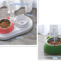 HKM-8274237 Adjustable 15¡ã Tilted Stainless Steel Pet Bowl Set for Cats and Dogs with Dual Bowls and Easy-Clean Design