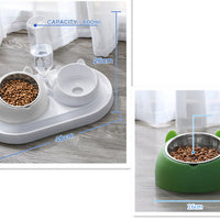 HKM-8274237 Adjustable 15¡ã Tilted Stainless Steel Pet Bowl Set for Cats and Dogs with Dual Bowls and Easy-Clean Design