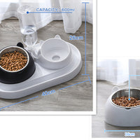 HKM-8274237 Adjustable 15¡ã Tilted Stainless Steel Pet Bowl Set for Cats and Dogs with Dual Bowls and Easy-Clean Design