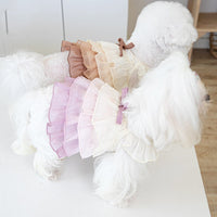 HKM-8274621 Gradient Color Cake Dress for Pets - Stylish Polyester Dog Clothing in Taro Bobo and Raw Latte, Sizes 2XS to 3XL