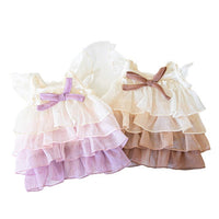 HKM-8274621 Gradient Color Cake Dress for Pets - Stylish Polyester Dog Clothing in Taro Bobo and Raw Latte, Sizes 2XS to 3XL