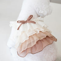 HKM-8274621 Gradient Color Cake Dress for Pets - Stylish Polyester Dog Clothing in Taro Bobo and Raw Latte, Sizes 2XS to 3XL